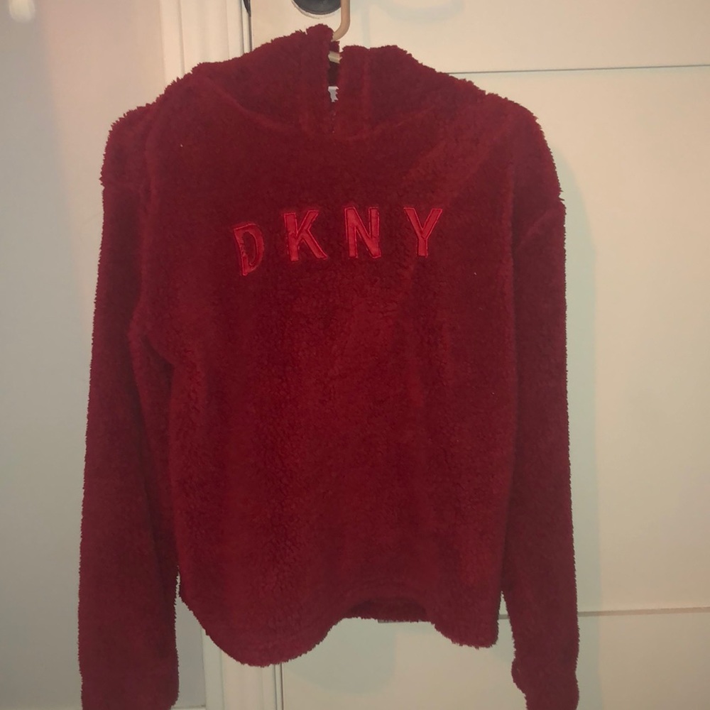 Small red DKNY Sherpa hoodie